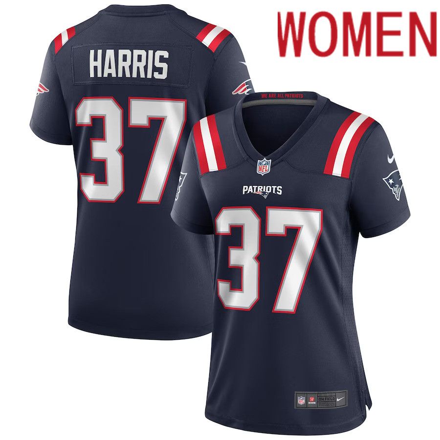 Women New England Patriots 37 Damien Harris Nike Navy Game NFL Jersey